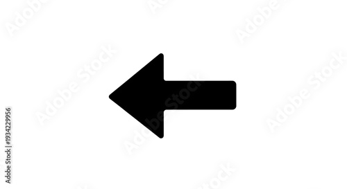 Black arrow pointing left on a white background, direction indicator.