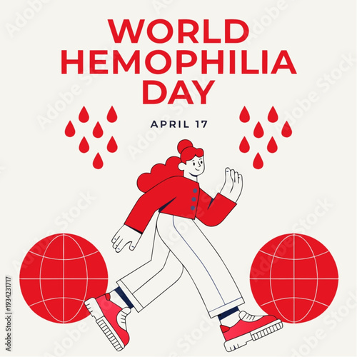 World Hemophilia Day April 17 Medical Awareness Red Theme Vector