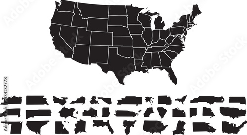 Vector map of USA and world countries
