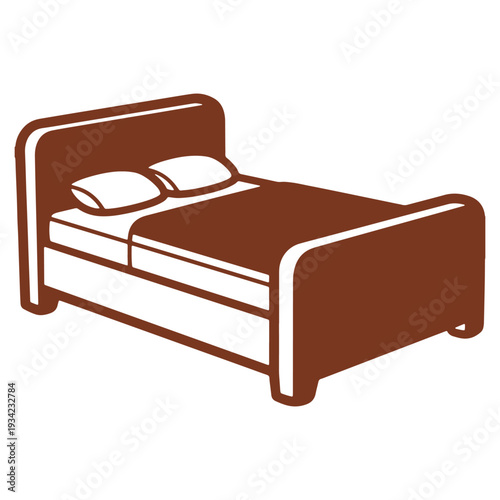 Cozy Bed Illustration with Pillows for Rest and Relaxation in a Bedroom Setting
