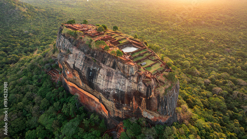 Bild auf Leinwand Aerial view of the sunrise at Sigiriya Rock