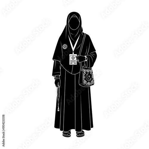 Arabian woman in black dress with hijab and mysterious aura