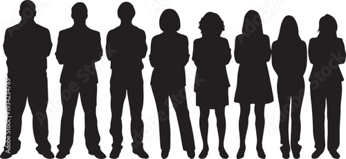 Set of 7 business people silhouettes vector