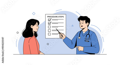 Doctor Explains Procedure Steps to Patient, Medical Consultation Concept