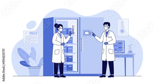 Scientists in Lab Coats Working with Medical Samples in a Modern Laboratory