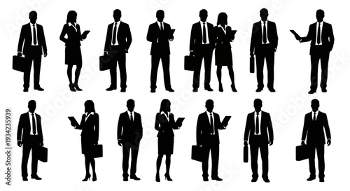 Business People Silhouettes in Various Poses.