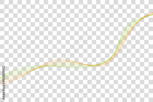 Abstract wavy line with a subtle gradient of yellow and green hues against a transparent background