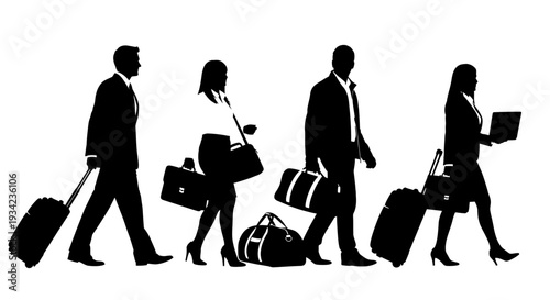 Business People Traveling with Luggage and Bags.