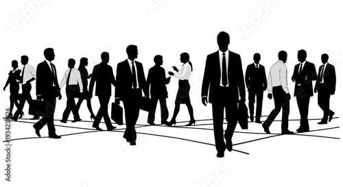 Business People Walking in Formal Attire Silhouettes.
