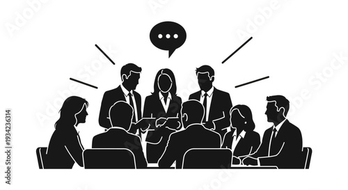 Business Professionals Discussing Around Conference Table.