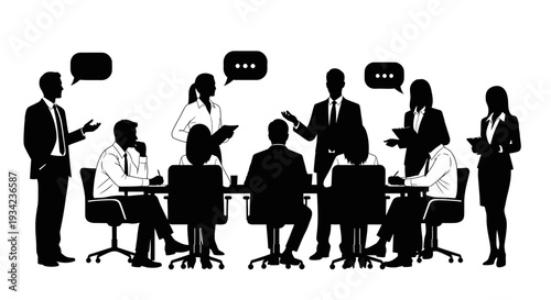 Business Professionals in Meeting Discussion Illustration.