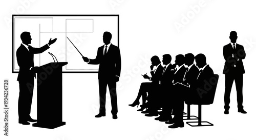 Business Professionals Presenting to Audience in Meeting.