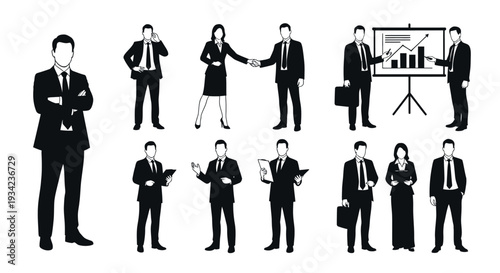 Business Professionals in Various Roles and Actions.