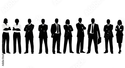 Business Professionals Standing in Formal Attire.