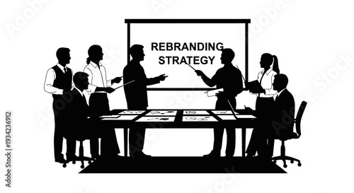 Business Team Discussing Rebranding Strategy Meeting.