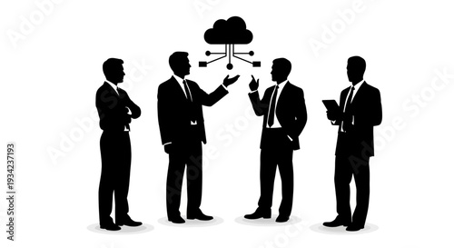 Businessmen Discussing Cloud Technology and Data.
