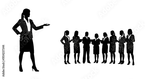 Businesswoman Presenting to Colleagues in Office Setting.
