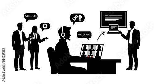 Customer Service Representative Working on Computer.