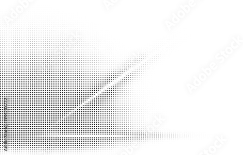 Abstract black and white digital art featuring a dense pattern of dots transitioning into a blurred, fragmented composition. isolated on transparent background, Vector, illustration