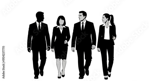 Group of Business Professionals Walking Together.