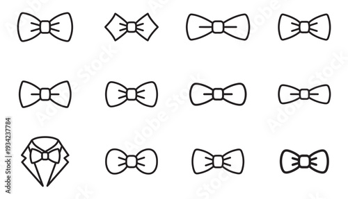 Formal Necktie Bow Tie Vector Icons
