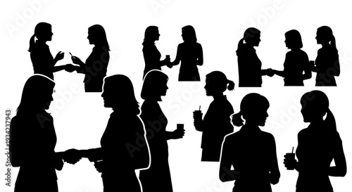 Group of Women Silhouettes Communicating Together.