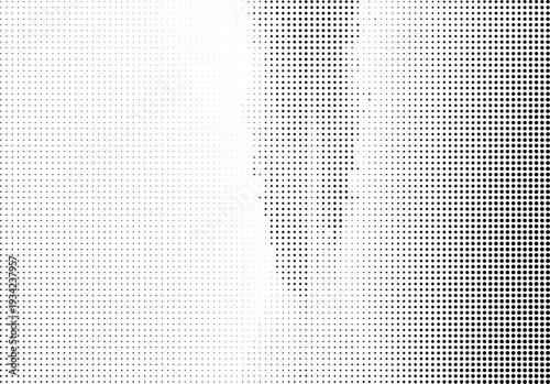 A black and white abstract image with a grid-like pattern fading from dense to sparse isolated on transparent background, Vector, illustration