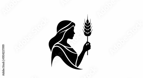 Virgo zodiac sign illustration in black and white.