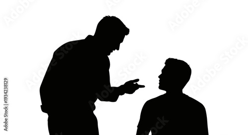 Silhouette of Man Accusing Another Person.