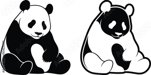 Black and white panda bear vector illustration cute animal design