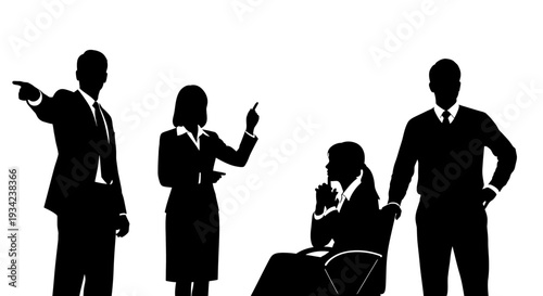 Silhouetted Business Professionals in Meeting Discussion.