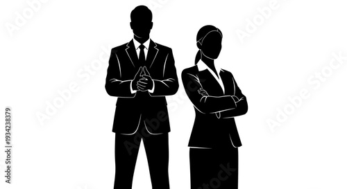 Silhouetted Business Professionals Standing Together.