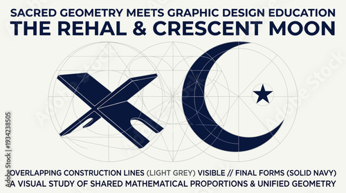 Sacred Geometry Rehal Crescent Moon Islamic Design with vector illustration