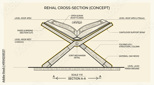 Holy Quran Book Ornate Stand Islamic Religion Culture Isolated background