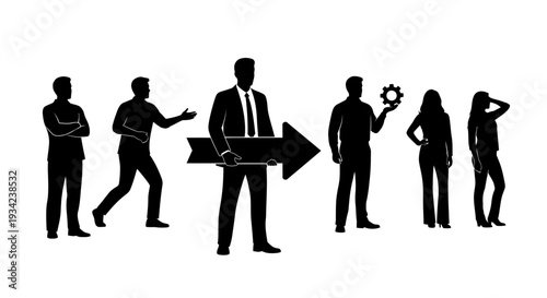 Silhouettes of Business People in Various Poses.