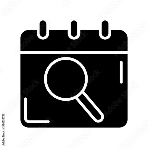 Date search icon vector. Calendar lookup Illustration sign. Event finder symbol or logo.
