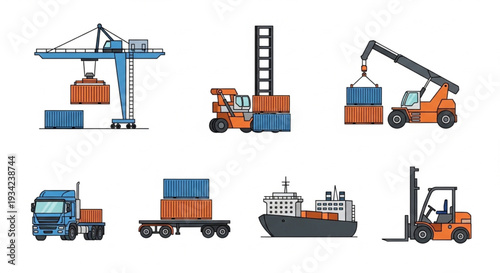 Industrial Port Equipment and Vehicles Collection.