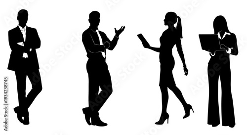 Silhouettes of Business Professionals in Various Poses.