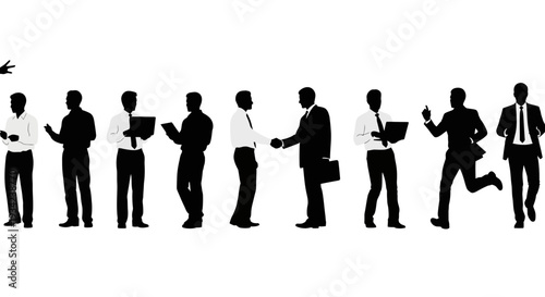 Silhouettes of Business Professionals in Various Poses.