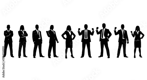Silhouettes of Business Professionals Standing Together.