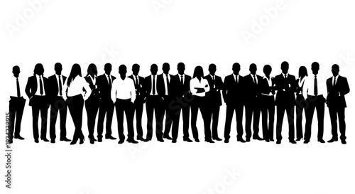 Silhouettes of Business Professionals Standing Together.
