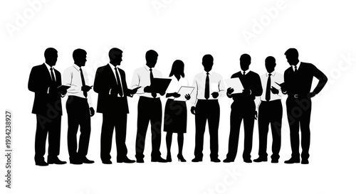 Silhouettes of Business Professionals Standing Together.
