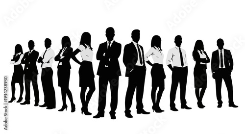 Silhouettes of Business Professionals Standing Together.