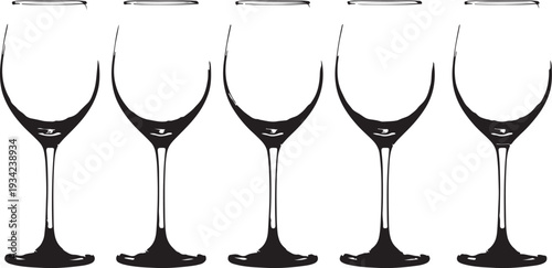 Set of 6 wine glasses vector