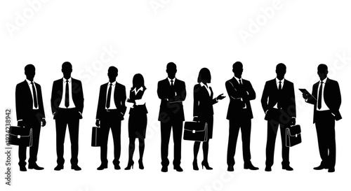 Silhouettes of Business Professionals Standing Together.