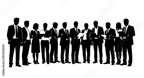 Silhouettes of Business Professionals Standing Together.