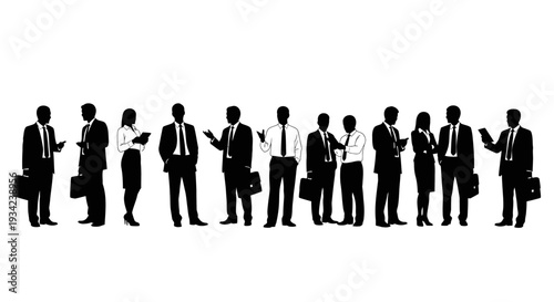 Silhouettes of Business Professionals Standing Together.