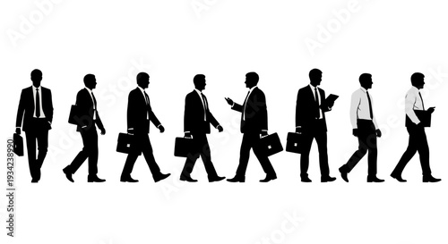 Silhouettes of Business Professionals Walking Together.