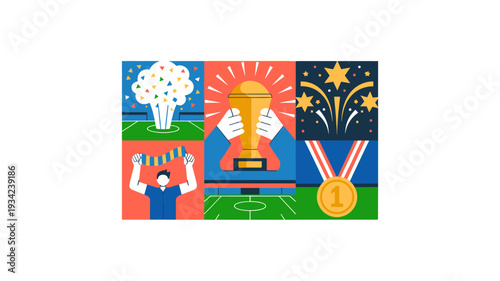 A collection of vibrant illustrations showcasing diverse celebratory elements.