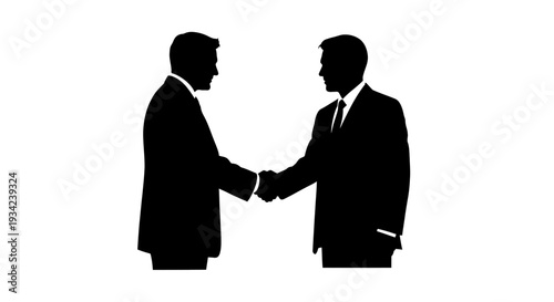 Two Businessmen Shaking Hands in Silhouette.
